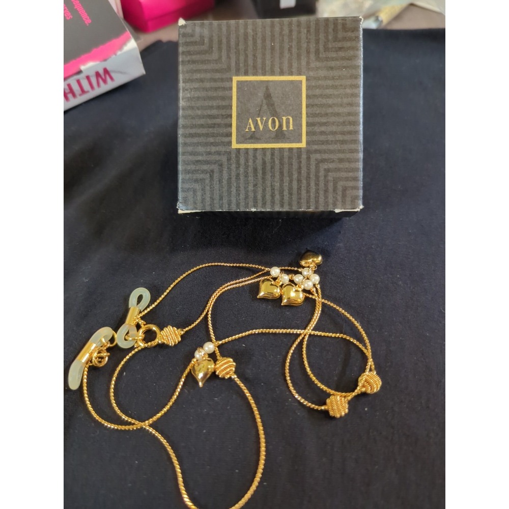 Vintage Avon Optical Necklace In Gold Tone With Original Box‎